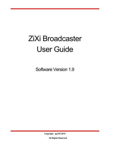 ZiXi Broadcaster User Guide - cover page