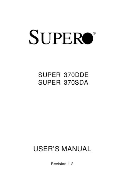 Supermicro SUPER 370DDE / SUPER 370SDA User Manual - cover page