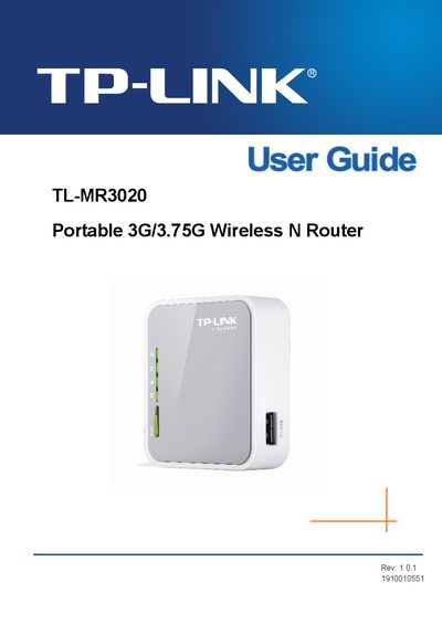 TP-Link TL-MR3020 Portable 3G/3.75G Wireless N Router User Guide