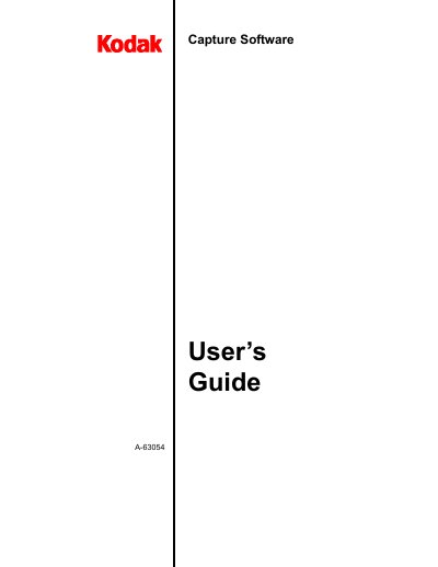 Kodak Capture Software User Guide - cover page