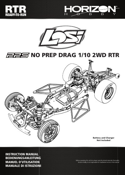 Losi 22S No Prep Drag 1/10 2WD RTR Instruction Manual - cover page