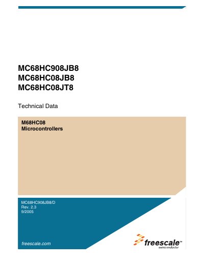 FREESCALE MC68HC908JB8 MC68HC08JB8 MC68HC08JT8 Manual - cover page
