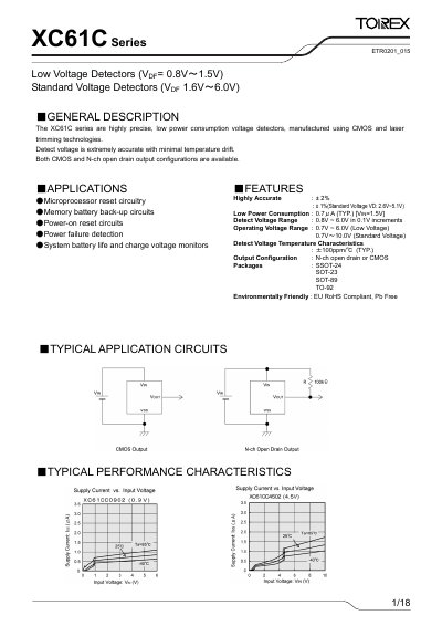 Torex XC61C Series Low Voltage Detectors Datasheet - cover page