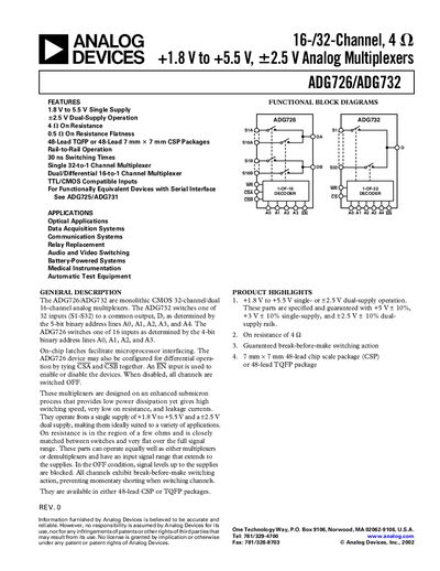 Analog Devices ADG726/ADG732 Datasheet - cover page
