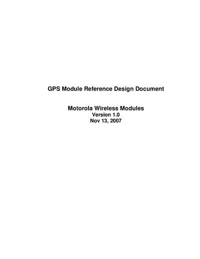 Motorola GPS Module Reference Design Document - cover page