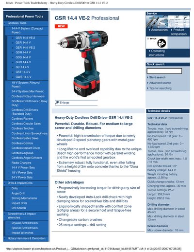 Bosch GSR 14.4 VE-2 Professional User Manual - cover page