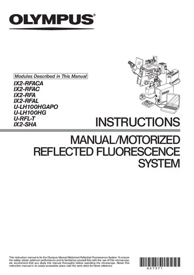 Olympus IX2-RFACA Reflected Fluorescence System User Manual - cover page