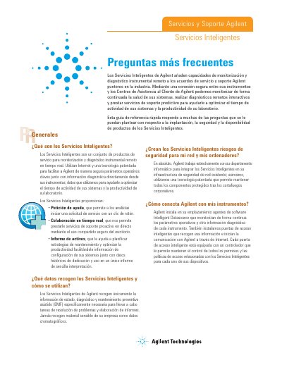 Agilent Intelligent Services Frequently Asked Questions Brochure - cover page