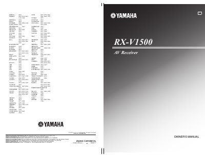 Yamaha RX-V1500 AV Receiver Owner's Manual - cover page