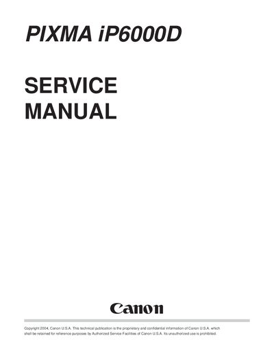 Canon PIXMA iP6000D Service Manual - cover page