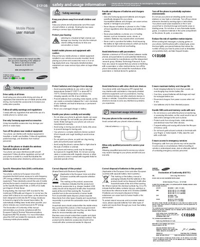 Samsung E1310B Mobile Phone User Manual - cover page
