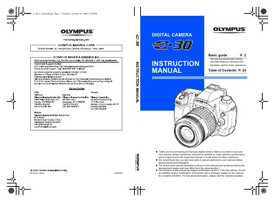 Olympus E-30 Digital Camera Basic Guide - cover page