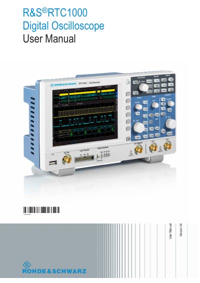 Rohde & Schwarz RTC1000 Digital Oscilloscope User Manual - cover page