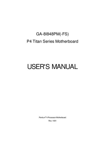 GA-8I848PM(-FS) P4 Titan Series Motherboard USER'S MANUAL  - cover page
