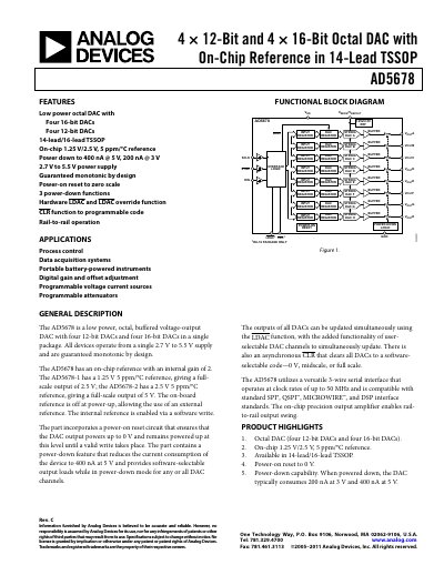Analog Devices AD5678 DAC Datasheet - cover page