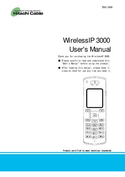 Hitachi Cable WirelessIP 3000 User Manual - cover page