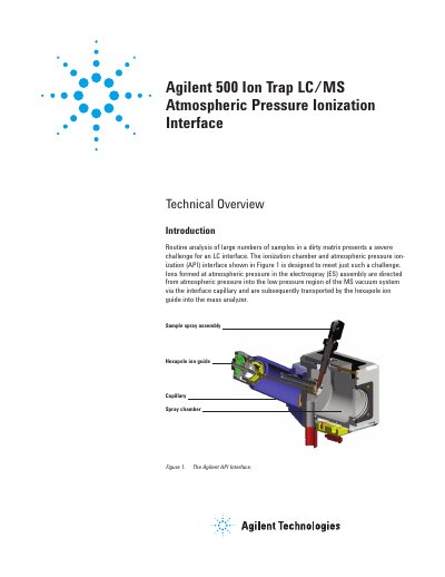 Agilent 500 Ion Trap LC/MS Atmospheric Pressure Ionization Interface Technical Overview - cover page