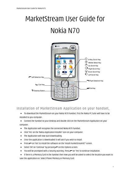 Nokia N70 MarketStream User Guide - cover page