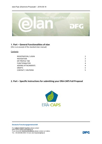 DFG elan Electronic Proposals User Guide - cover page
