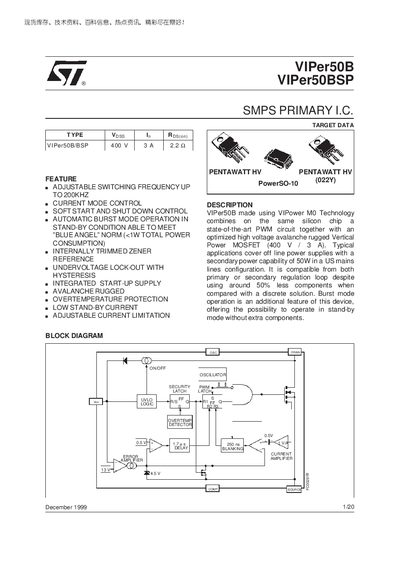 ST VIPer50B VIPer50BSP Manual(1) - cover page