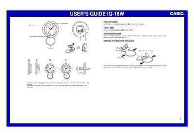 Casio IQ-18W Clock User's Guide - cover page