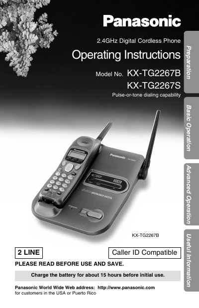 Panasonic KX-TG2267B/KX-TG2267S Cordless Phone Operating Instructions