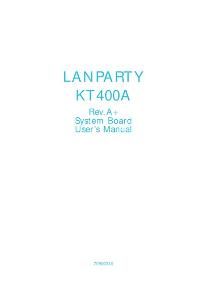 LanParty KT400A System Board User Manual - cover page