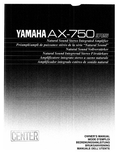 YAMAHA AX-750 user manual - cover page