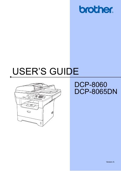 Brother DCP-8060 and DCP-8065DN User Manual - cover page