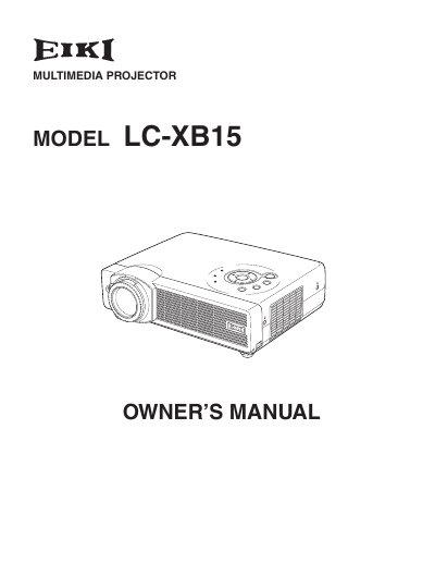 EIKI LC-XB15 Multimedia Projector Owner's Manual - cover page