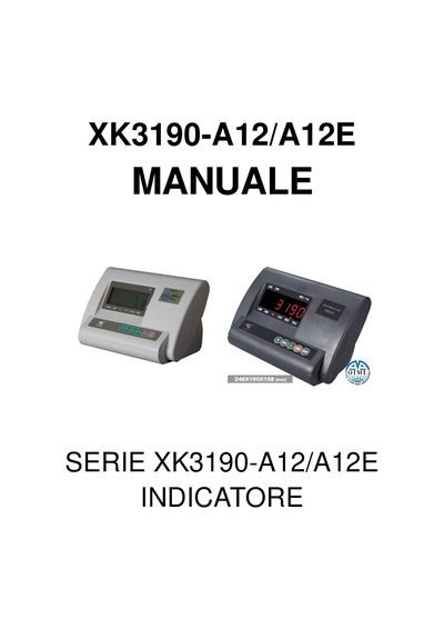 CELMI XK3190-A12/A12E Indicator Manual - cover page