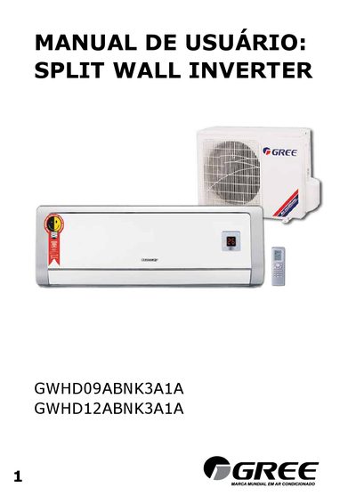 Gree GWHD09ABNK3A1A / GWHD12ABNK3A1A Split Wall Inverter User Manual - cover page