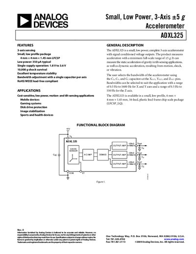 Analog Devices ADXL325 Datasheet - cover page