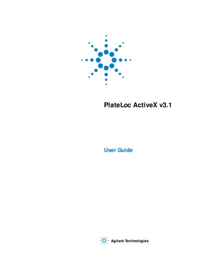Agilent PlateLoc ActiveX v3.1 User Guide - cover page