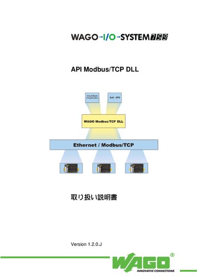 WAGO WAGO Kontakttechnik GmbH Hansastraße 27 D-32423 Minden API Modbus/TCP DLL Manual