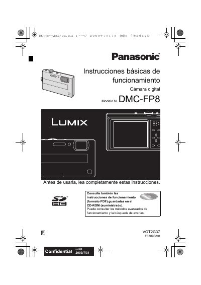 Panasonic DMC-FP8 Digital Camera Basic Operation Instructions - cover page