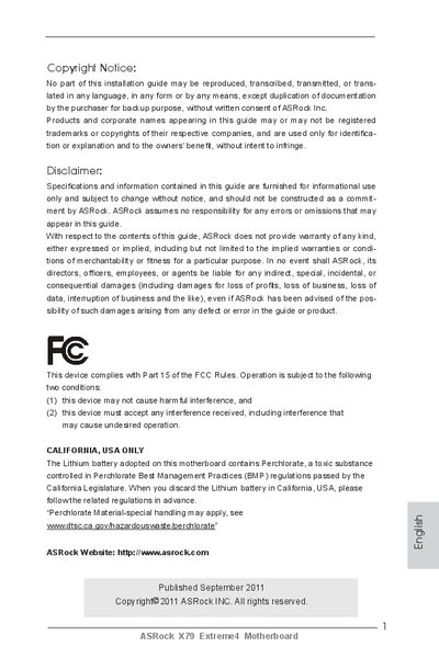 ASRock X79 Extreme4 Installation Guide - cover page