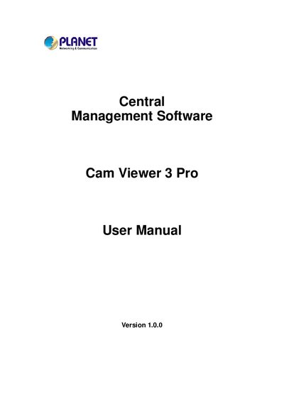 Planet Cam Viewer 3 Pro User Manual - cover page