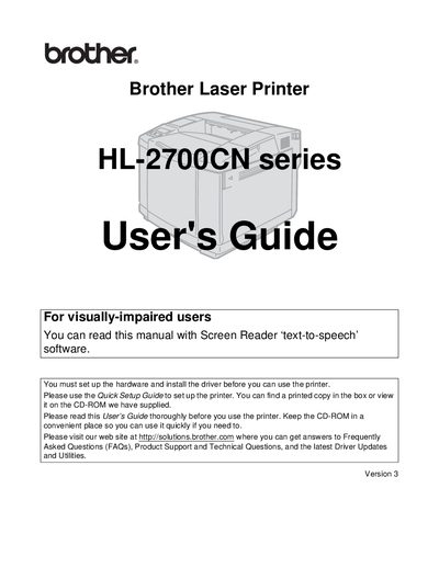 Brother HL-2700CN Laser Printer User Manual