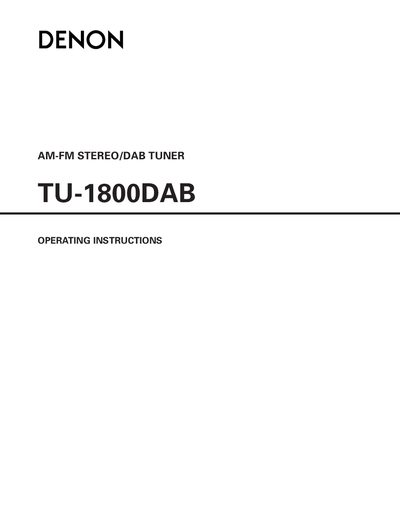 Denon TU-1800DAB AM-FM Stereo/DAB Tuner Operating Instructions - cover page