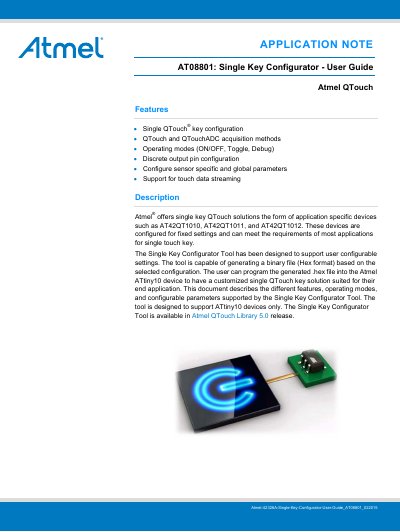 Atmel ATtiny10 Single Key Configurator User Guide - cover page