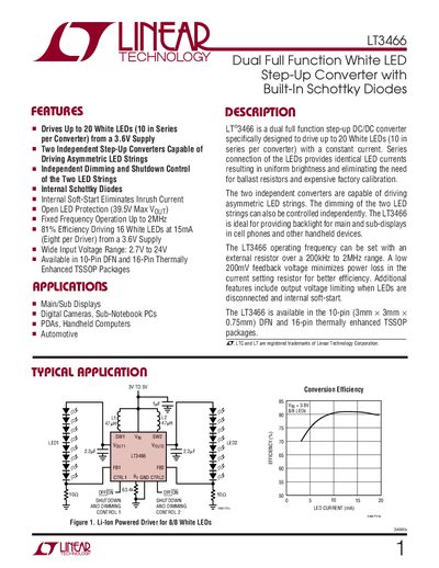 Linear Technology LT3466 Datasheet - cover page