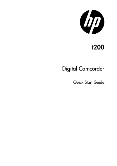 HP t200 Digital Camcorder Quick Start Guide