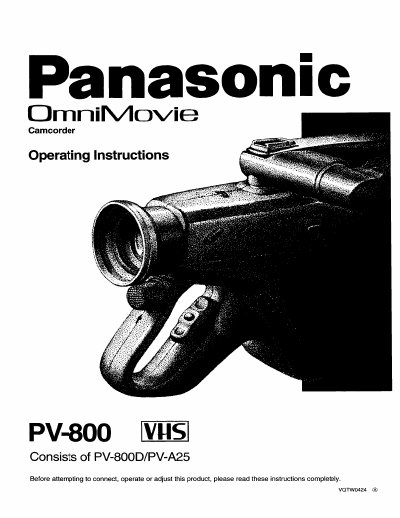 Panasonic PV-800 Camcorder Operating Instructions - cover page