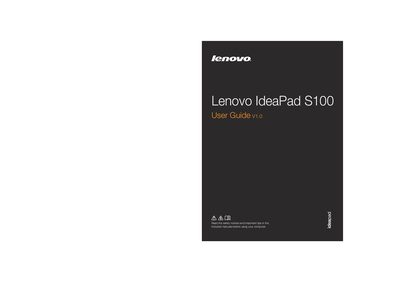 Lenovo IdeaPad S100 User Guide - cover page