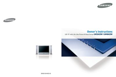 Samsung LW32A23W/LW40A23W Television Owner's Instructions - cover page