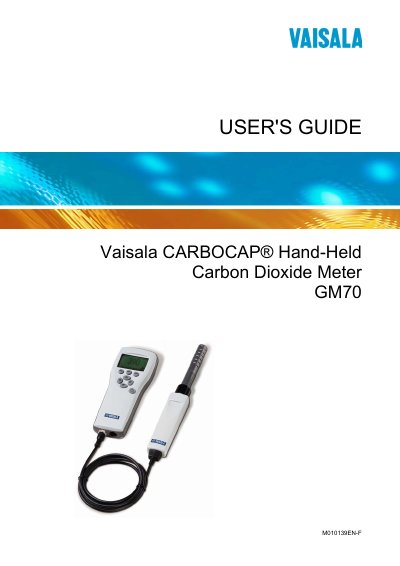 Vaisala GM70 Hand-Held Carbon Dioxide Meter User Guide - cover page