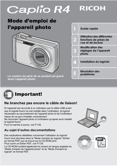 Ricoh Caplio R4 Quick Start Guide - cover page