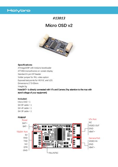 Micro OSD v2 Specifications - cover page