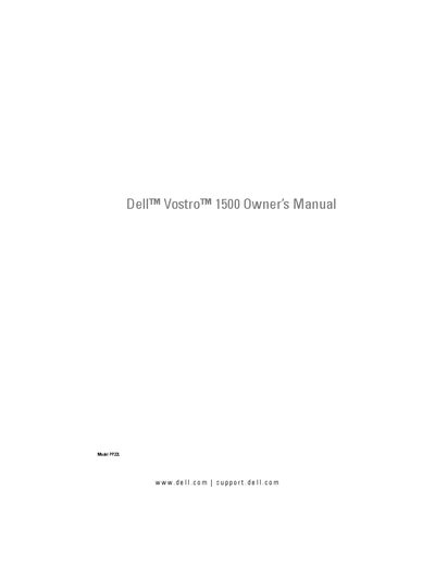 Dell Vostro 1500 Owner's Manual - cover page